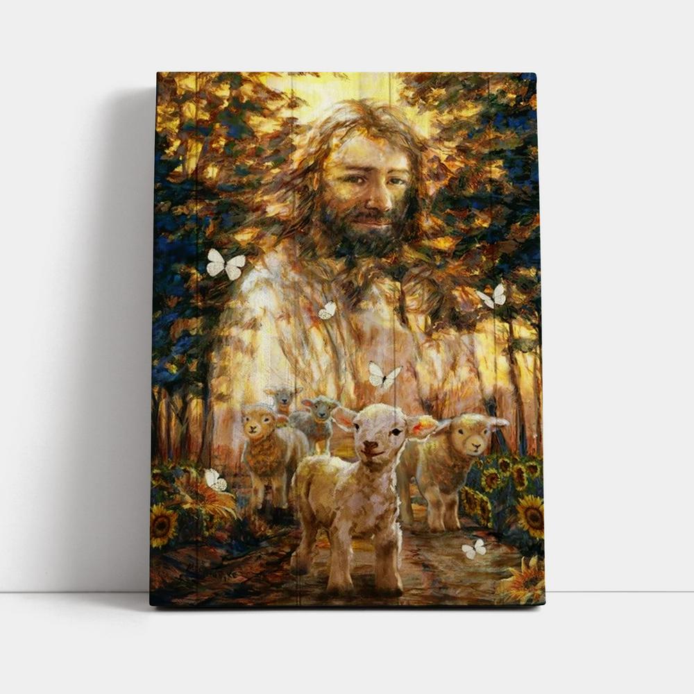 Jesus Artwork, Magic Forest, Little Lamb Painting Canvas Poster