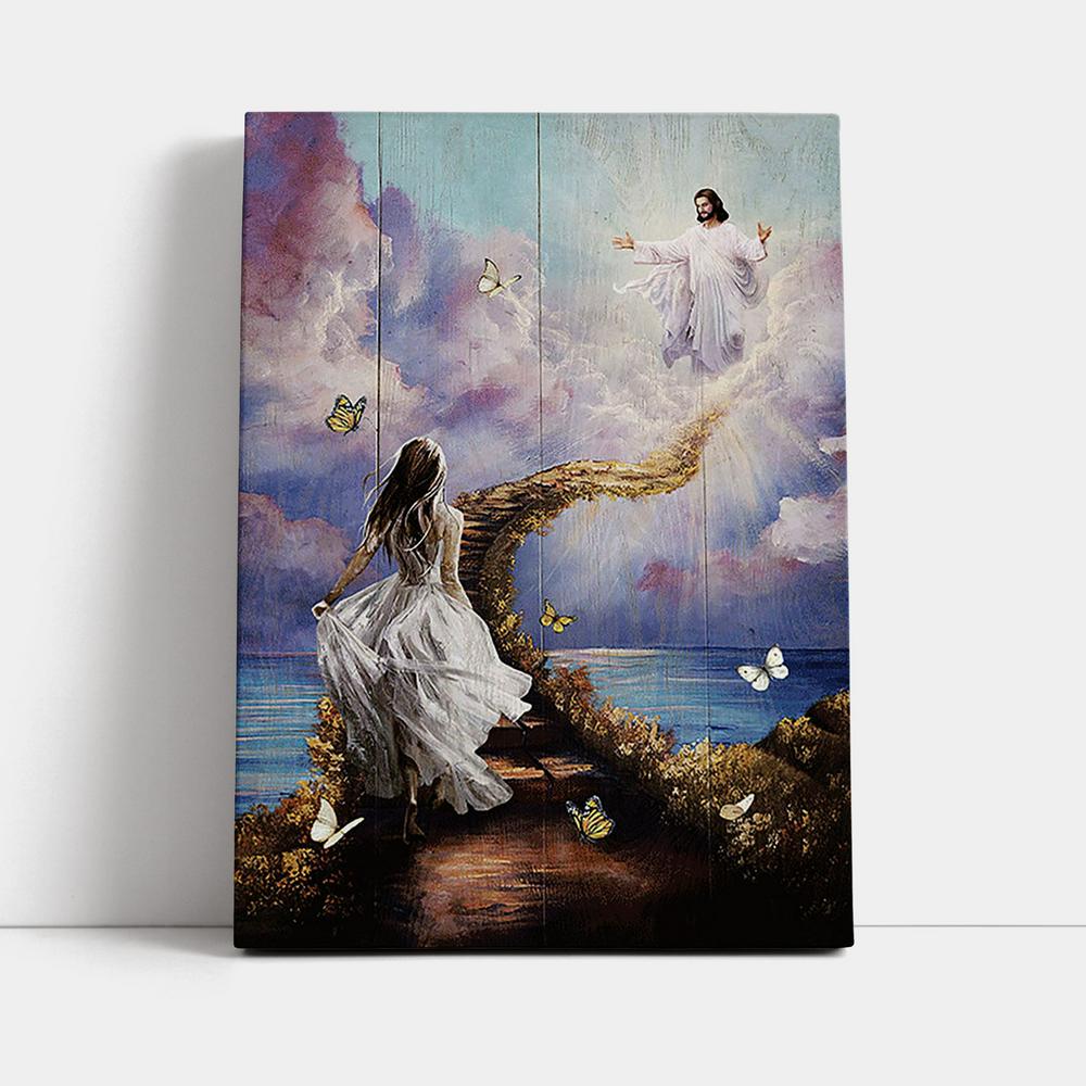 Jesus Beautiful Girl Path To Heaven Canvas - Christian Wall Art - Religious Home Decor