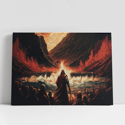 Jesus Bible Moses Crossing Red Sea Canvas Pictures, Faith Art, Christian Gifts Canvas Wall Art Decor