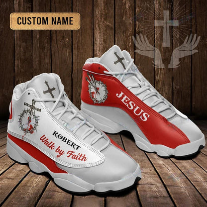 Jesus Blood Walk By Faith Red Custom Name Jd13 Shoes, Jesus Christ Shoes