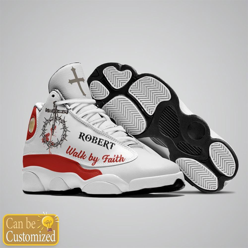 Jesus Blood Walk By Faith Red Custom Name Jd13 Shoes, Jesus Christ Shoes