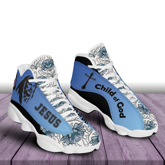 Jesus Child Of God Basketball Shoes Flower Pattern, Jesus Christ Shoes