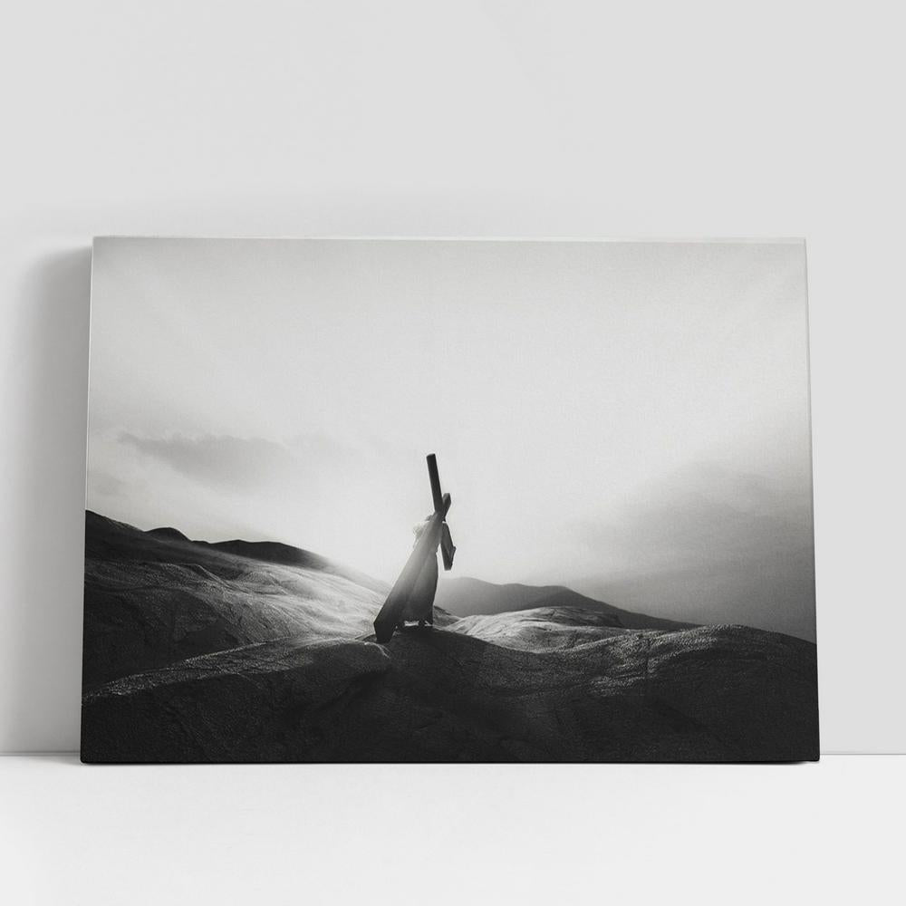 Jesus Christ Carrying Cross Canvas Pictures, Faith Art, Christian Gifts Canvas Wall Art Decor