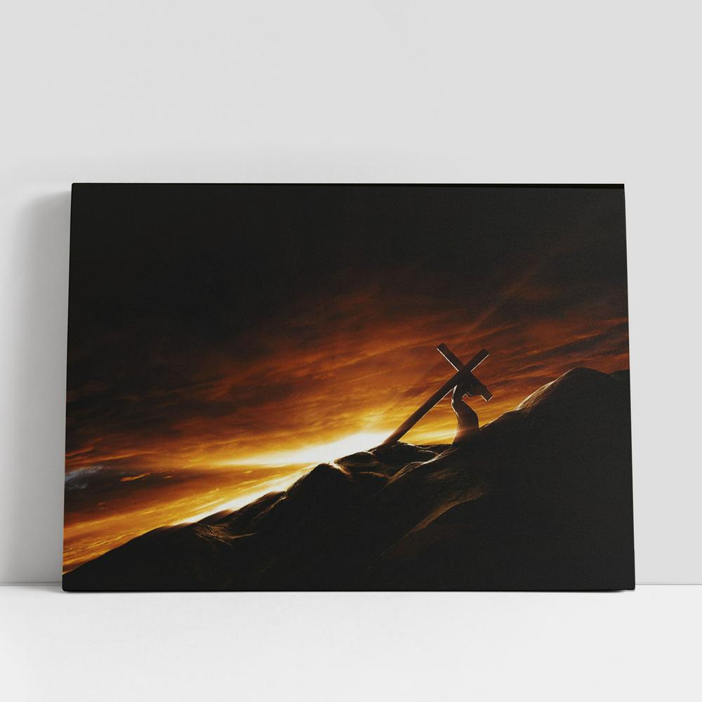 Jesus Christ Carrying Cross Suffering Canvas Pictures, Faith Art, Christian Gifts Canvas Wall Art Decor