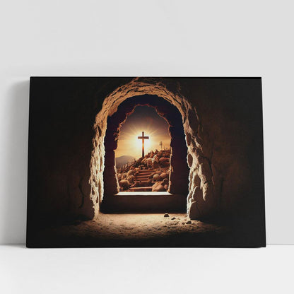 Jesus Christ Empty Tomb Cross Canvas Pictures, Faith Art, Christian Gifts Canvas Wall Art Decor