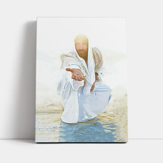 Jesus Christ Give His Hand Canvas Wall Art - White Jesus Picture Canvas - Jesus Canvas Pictures - Christian Canvas Wall Art