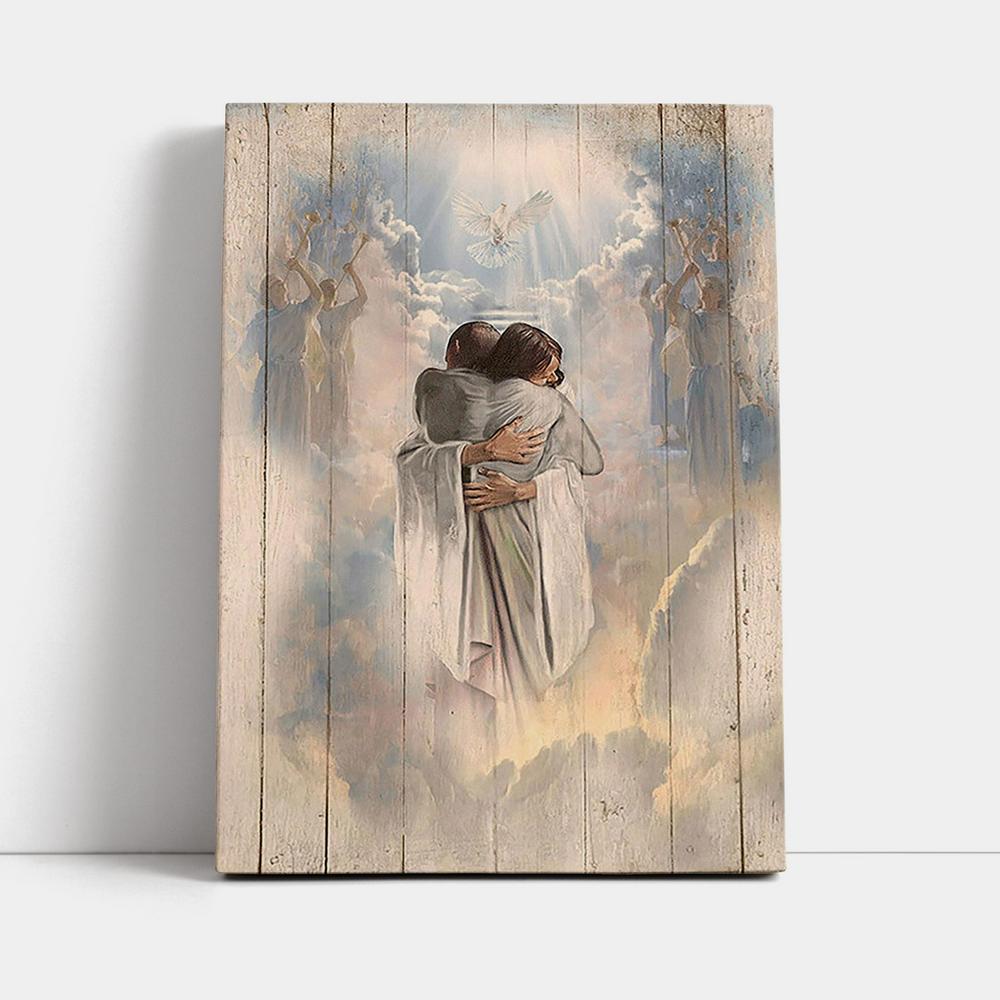 Jesus Christ Hugging Man In Heaven Canvas - Christian Wall Art - Religious Home Decor