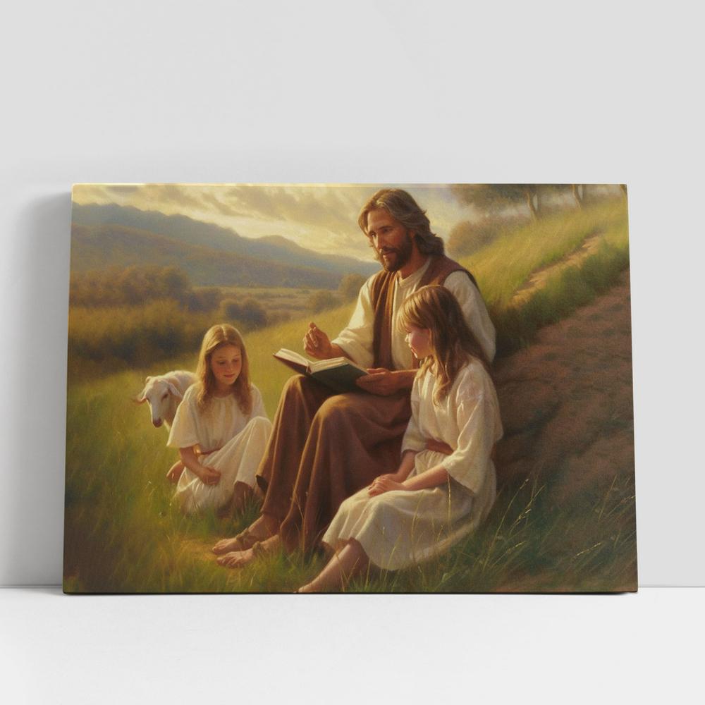 Jesus Christ Is Teaching Children About Bible Canvas Prints, Jesus Christ Picture, Jesus Canvas Art