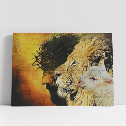 Jesus Christ Lion Of Judah Canvas Art, Lion Canvas Wall Decor, Christian Gifts Scripture Canvas