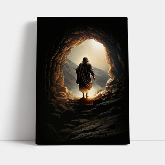 Jesus Christ Rises From Cave Canvas Prints - Religious Canvas Art - Christian Wall Decor