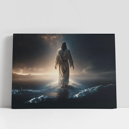 Jesus Christ Walk On The Water Canvas Pictures, Faith Art, Christian Gifts Canvas Wall Art Decor