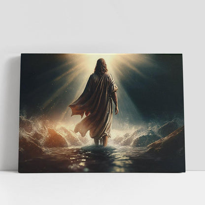 Jesus Christ Walks Water Religious Canvas Pictures, Faith Art, Christian Gifts Canvas Wall Art Decor