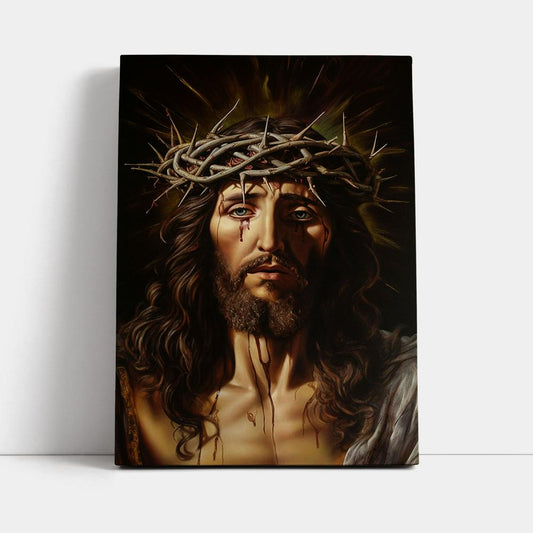 Jesus Christ Wears Crown Of Thorn Canvas Prints - Jesus Canvas Art - Jesus Painting