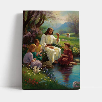 Jesus Christ With Children Canvas Prints - Jesus Canvas Art - Jesus Wall Art Home Decor