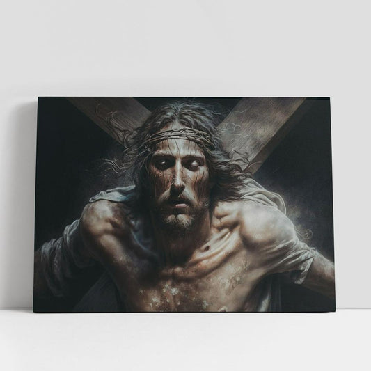 Jesus Christ With Crown Thorns Crucification Resurrection Canvas Pictures, Faith Art, Christian Gifts Canvas Wall Art Decor