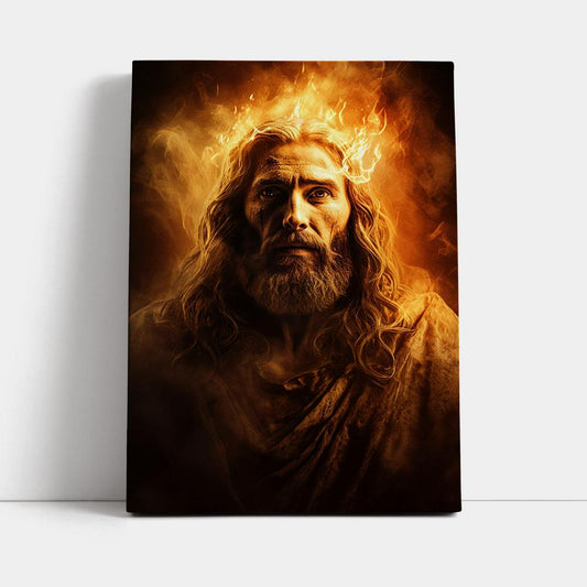 Jesus Christ With Fire Canvas Prints - Jesus Canvas Art - Jesus Wall Art Home Decor