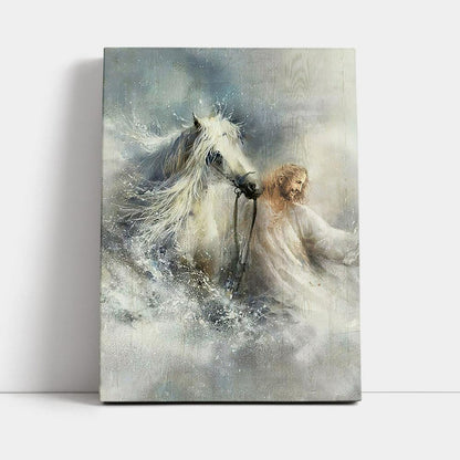 Jesus Comes With A White Horse Wall Art Canvas - Jesus Portrait Canvas Prints - Christian Wall Art