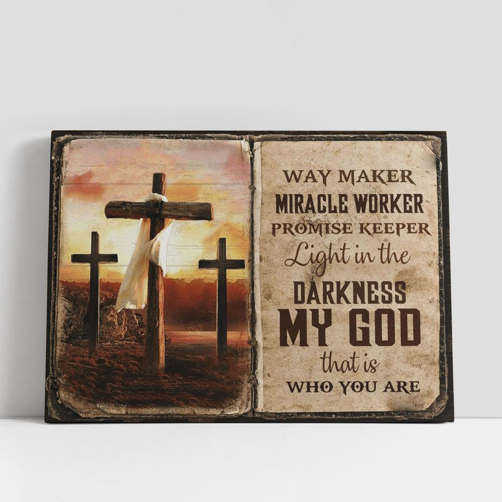 Jesus Cross Way Maker Miracle Worker Promise Keeper Canvas Poster