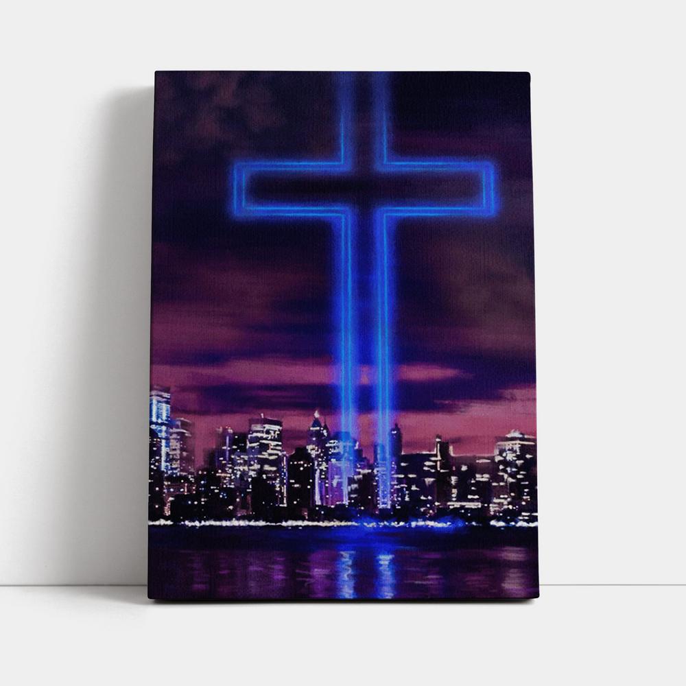 Jesus Cross World Trade Center Building Canvas Prints - Jesus Christ Canvas Art - Christian Wall Decor