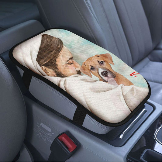 Jesus & Dog Memorial Car Armrest Seat Cover, Gift For Someone Who Lost A Pet, Dog Remembrance Gifts