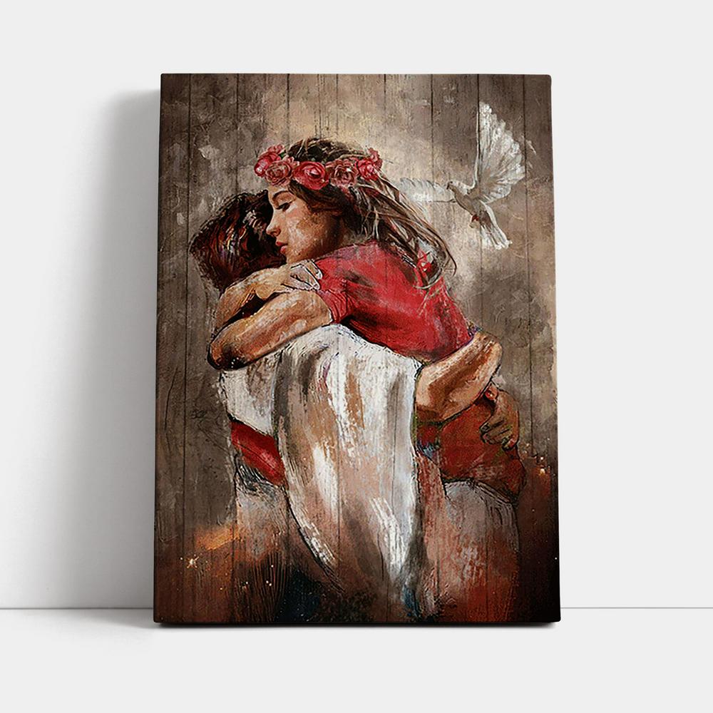 Jesus Dove A Warming Hug Canvas - Christian Wall Art - Religious Home Decor