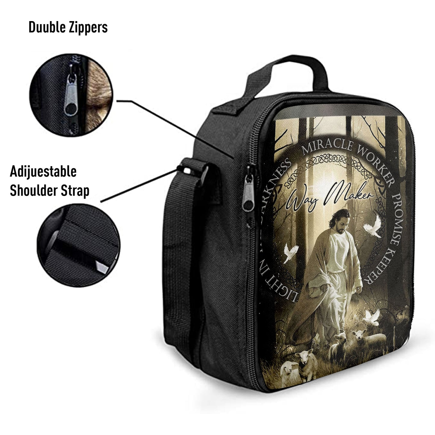 Jesus, Doves, Lambs, Miracle Worker, Light In The Darkness Lunchbag Poster