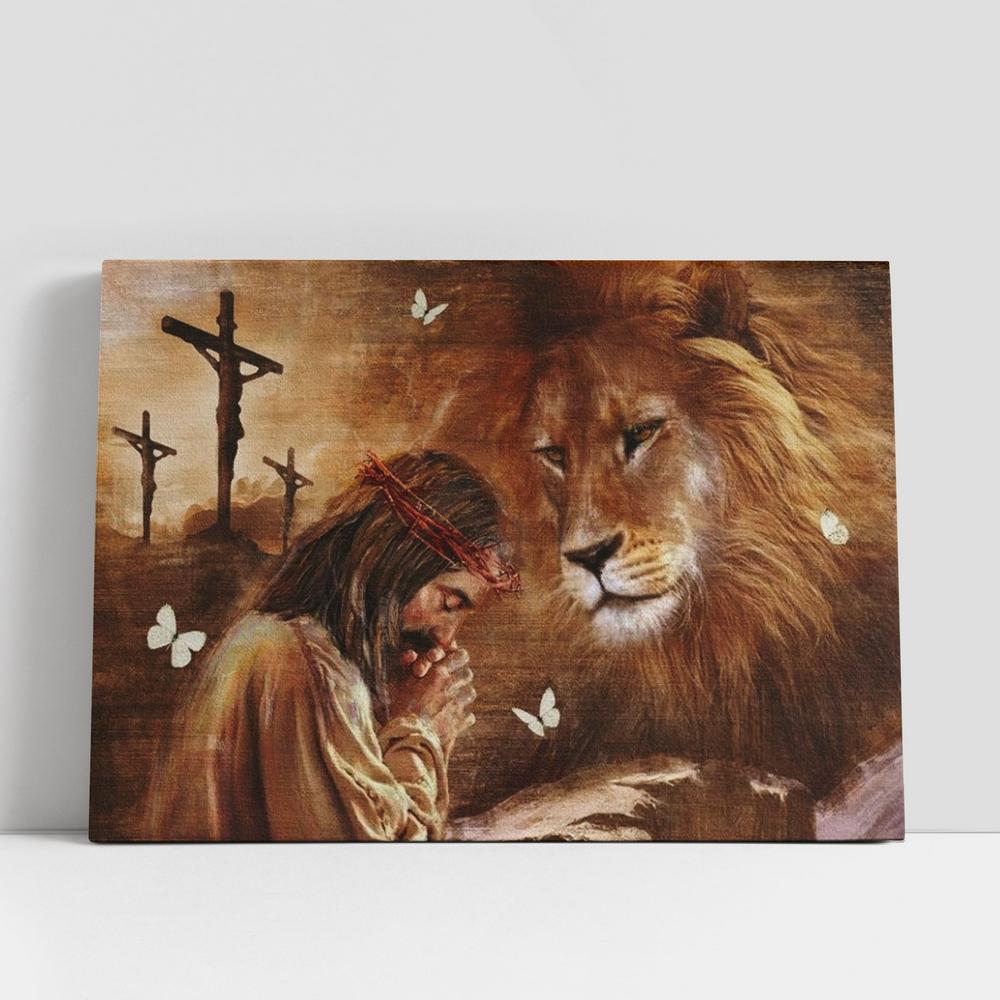 Jesus Drawing Lion King Pray For Healing Canvas Poster