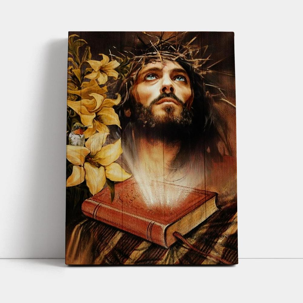 Jesus Drawing, Yellow Lily, Bible Canvas Poster