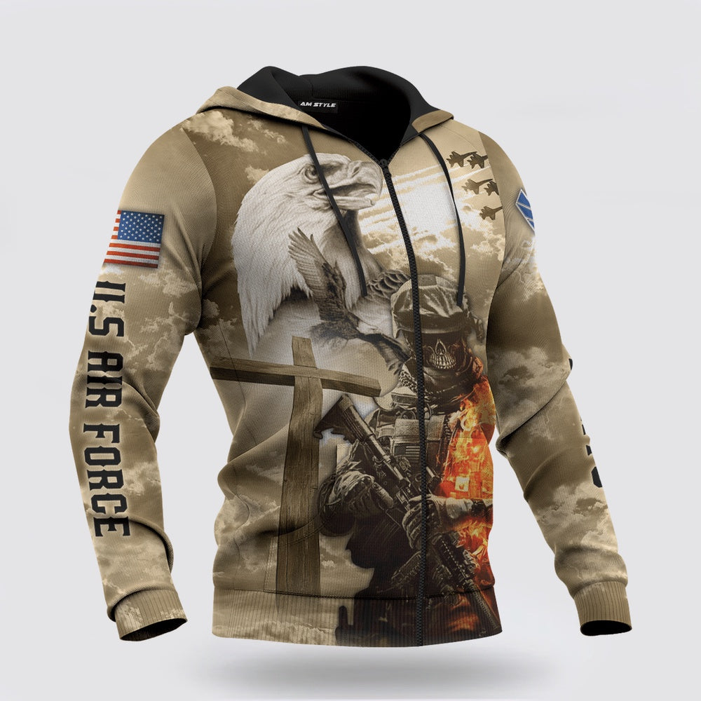 Jesus Father And Child US Air Force Jesus Family Faith Customized 3D Hoodie