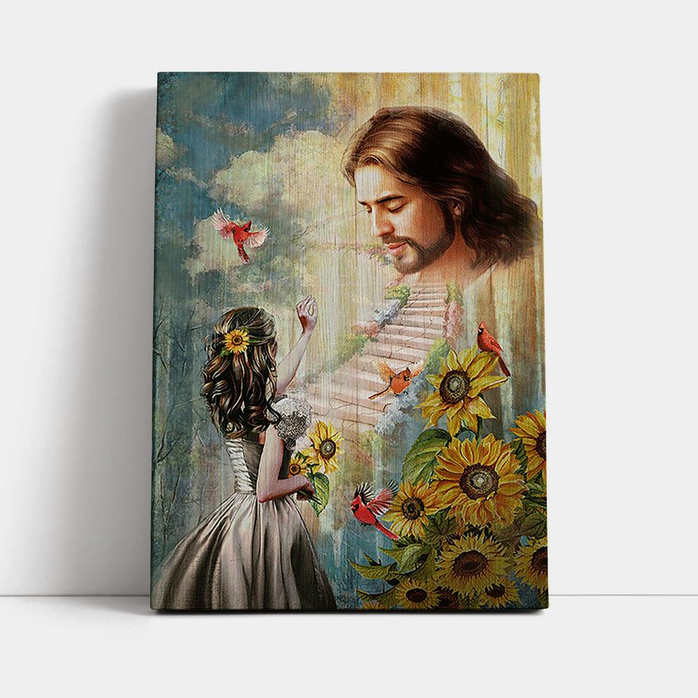 Jesus Girl And Path To Heaven Canvas - Christian Wall Art - Religious Home Decor