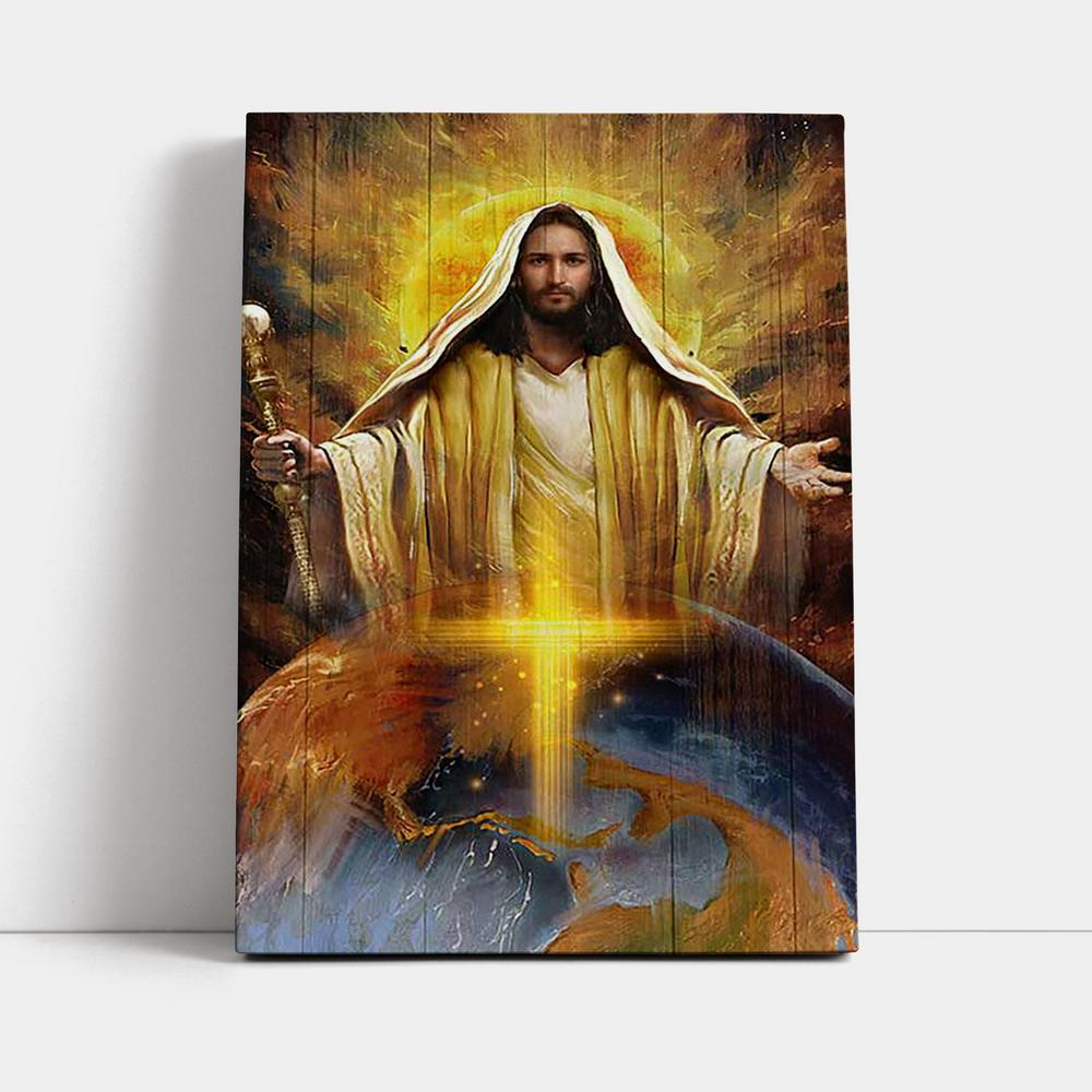 Jesus Got The Whole World In His Hands Wall Art Canvas - Jesus Portrait Canvas Prints - Christian Wall Art