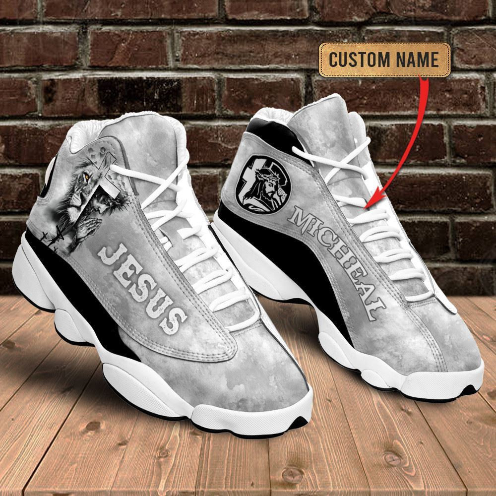Jesus Gray Lion Custom Name Jd13 Shoes, Jesus Christ Shoes