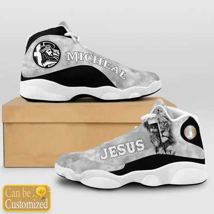 Jesus Gray Lion Custom Name Jd13 Shoes, Jesus Christ Shoes