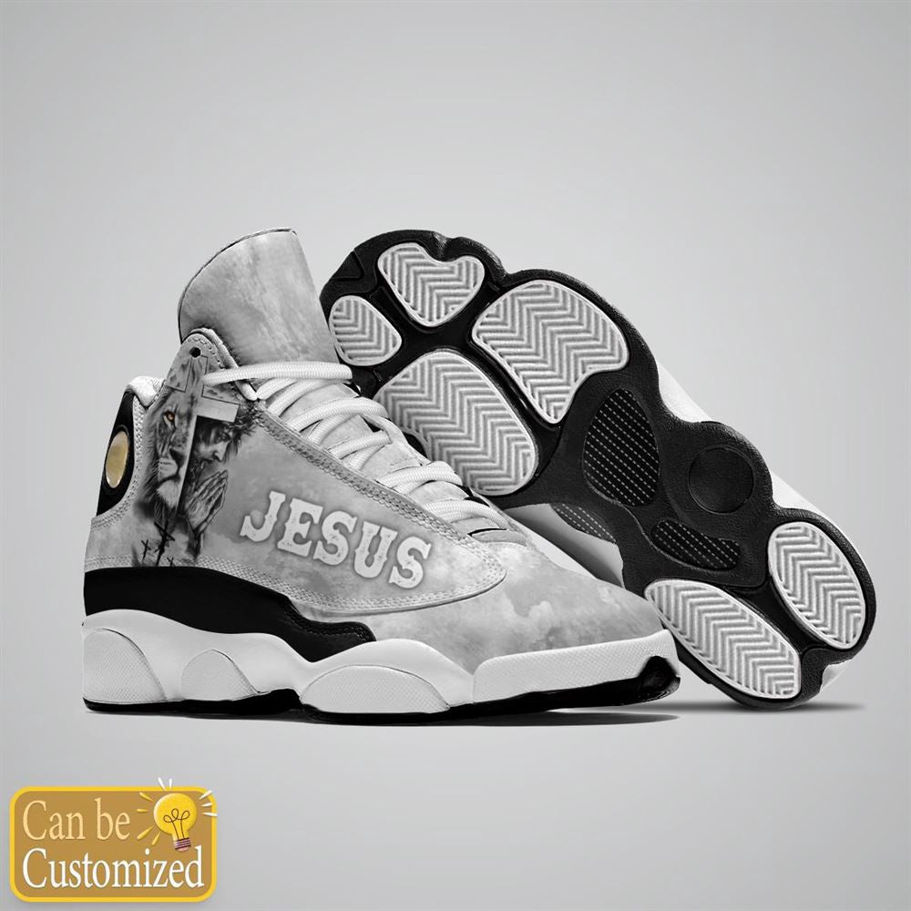 Jesus Gray Lion Custom Name Jd13 Shoes, Jesus Christ Shoes