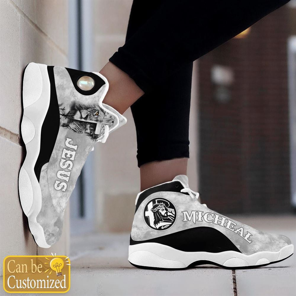 Jesus Gray Lion Custom Name Jd13 Shoes, Jesus Christ Shoes