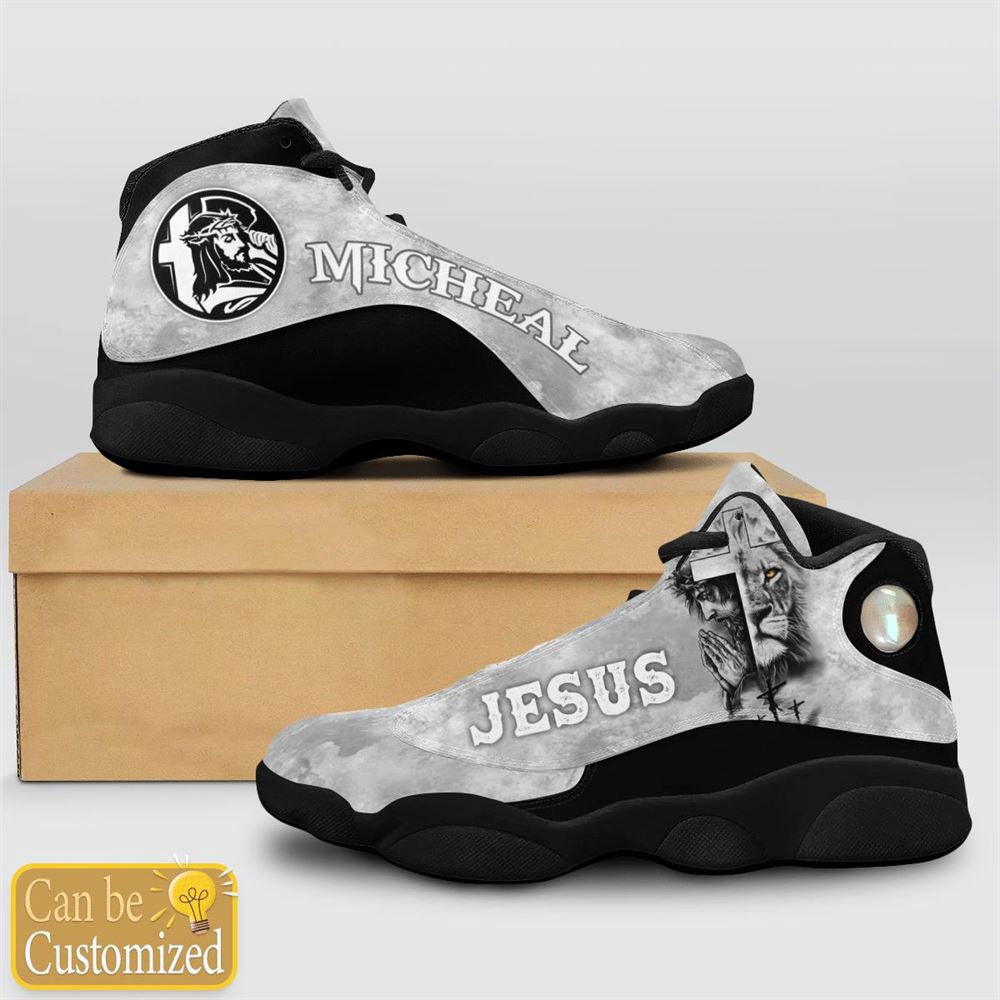 Jesus Gray Lion Custom Name Jd13 Shoes, Jesus Christ Shoes
