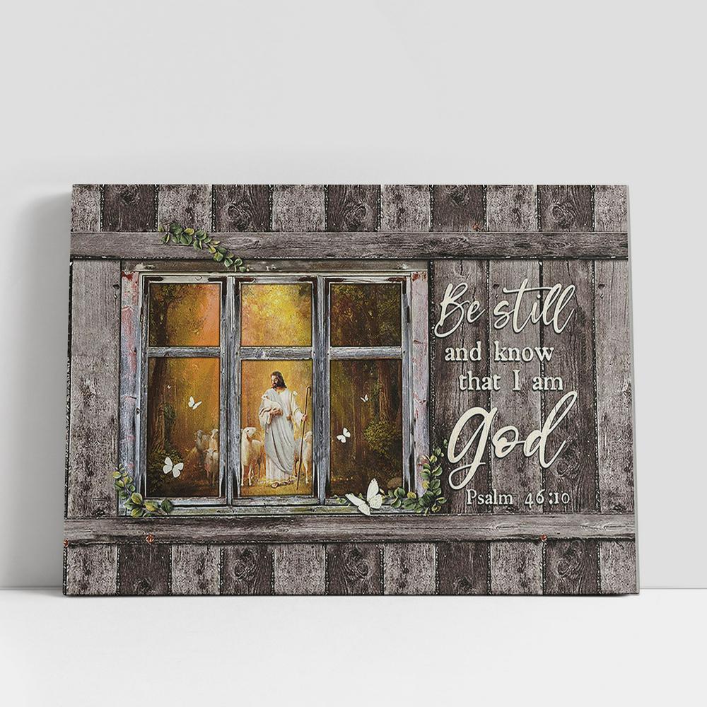 Jesus In The Forest With The Lambs Canvas, Be Still And Know That I Am God Canvas Art, Christian Gifts Wall Art Decor, Bible Verse Canvas