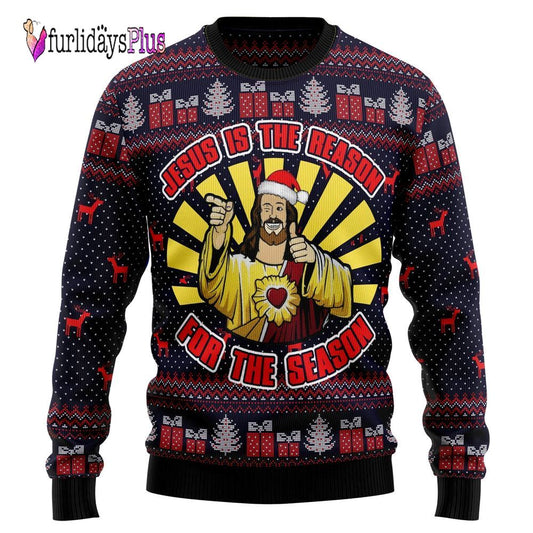 Jesus Is The Reason For The Season Funny Ugly Christmas Sweater, Christian Sweater, God Gift, Gift For Christian, Jesus Winter Fashion