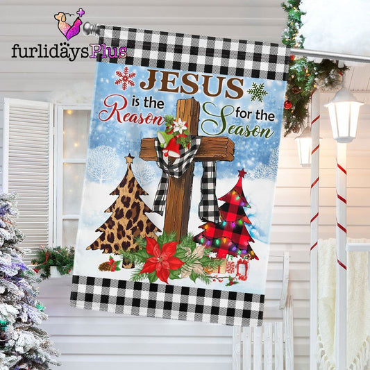 Jesus Is The Reason For The Season Religious Cross Christmas Flag
