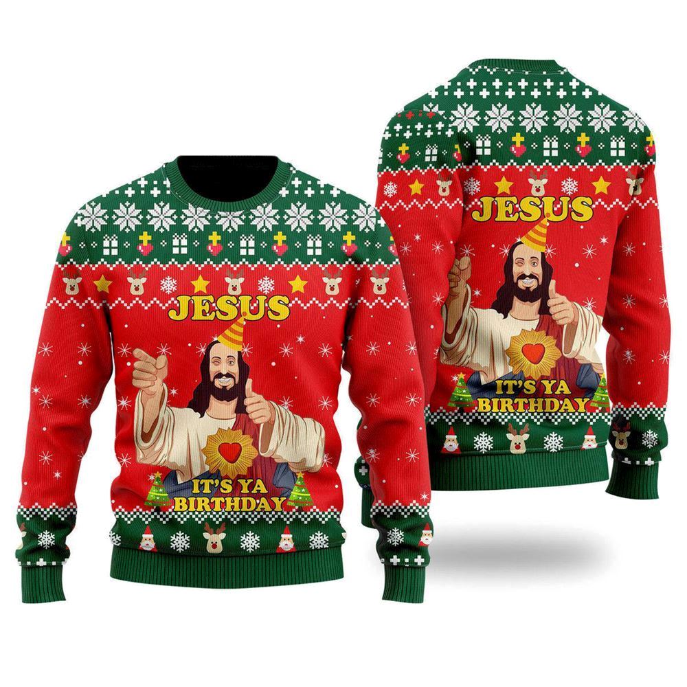 Jesus It's Ya Birthday Ugly Christmas Sweater For Men & Women, Sweater For Christian