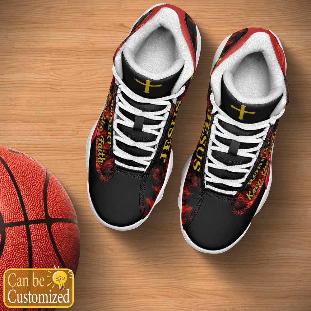 Jesus Keep The Faith Fire Custom Name Jd13 Shoes, Jesus Christ Shoes