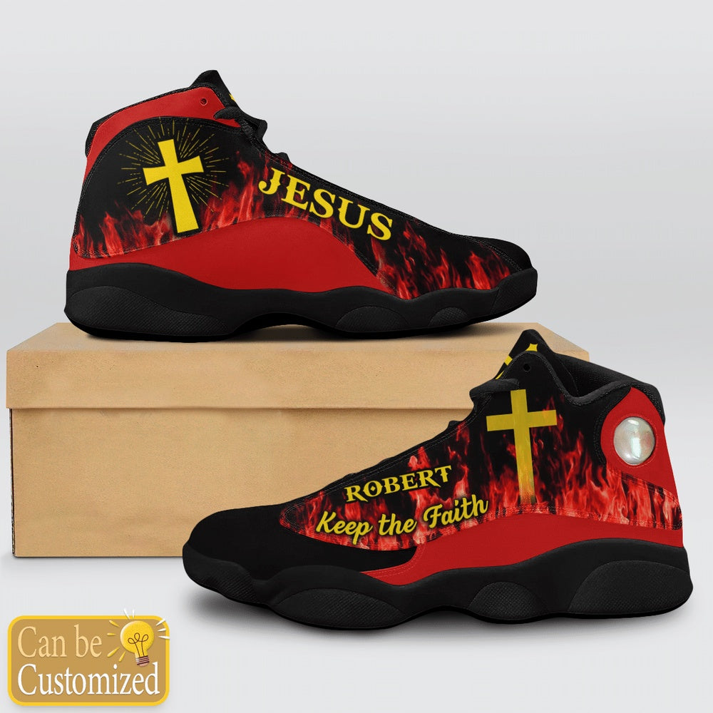 Jesus Keep The Faith Fire Custom Name Jd13 Shoes, Jesus Christ Shoes