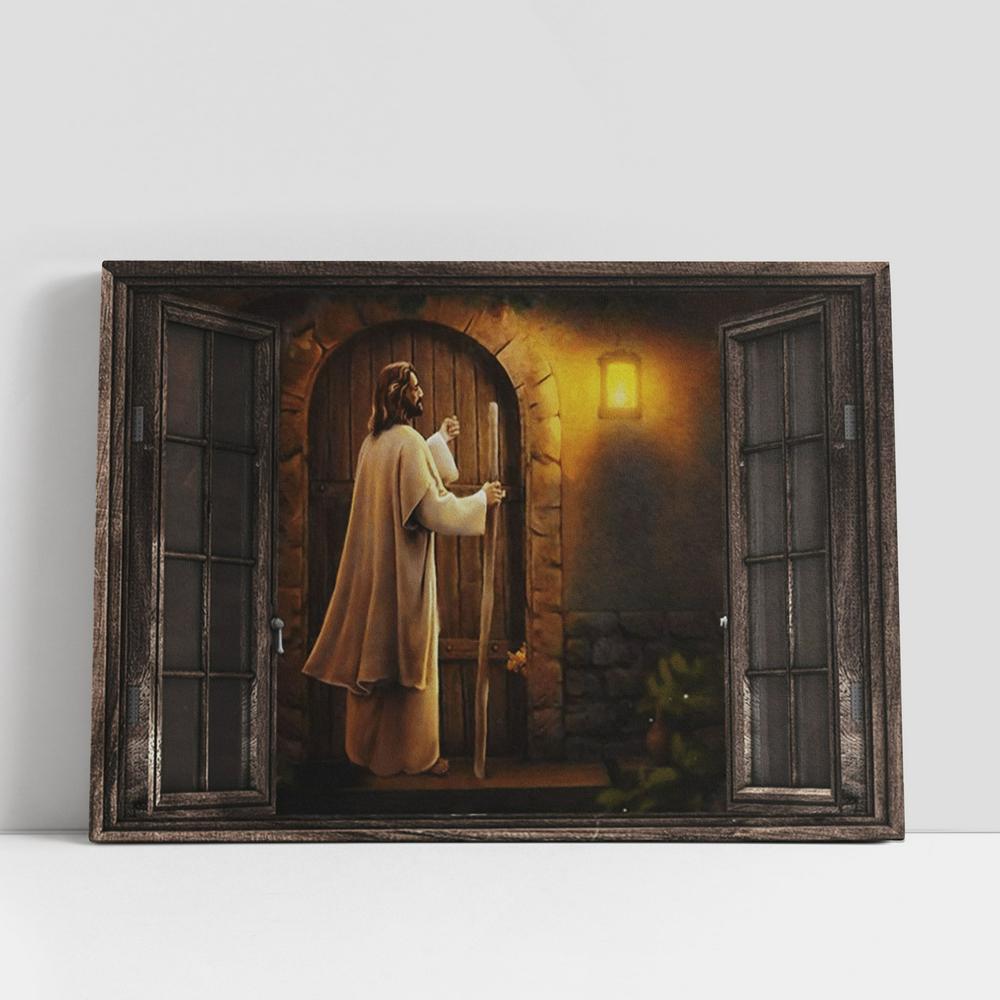 Jesus Knocks The Door Large Canvas, Christian Gifts Canvas Prints, Religious Canvas Art