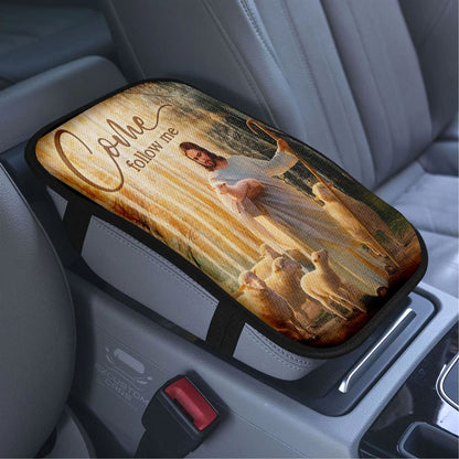 Jesus Lambs Of God Forest Come Follow Me Car Center Console Cover, Bible Verse Car Armrest Cover