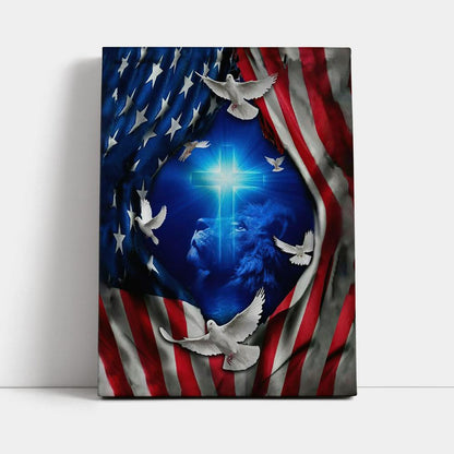 Jesus Lion American Flag Of Faith Canvas Prints - Bible Verse Wall Decor - Jesus Wall Art Home Decor