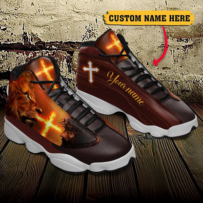 Jesus Lion And Fire Custom Name Jd13 Shoes, Jesus Christ Shoes