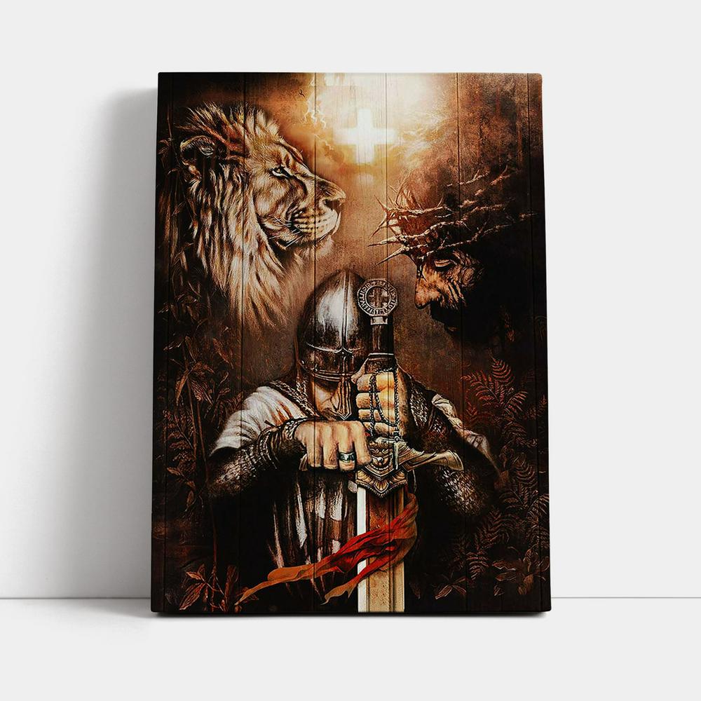 Jesus Lion And Warrior Canvas Art - Christian Art - Bible Verse Wall Art - Religious Home Decor