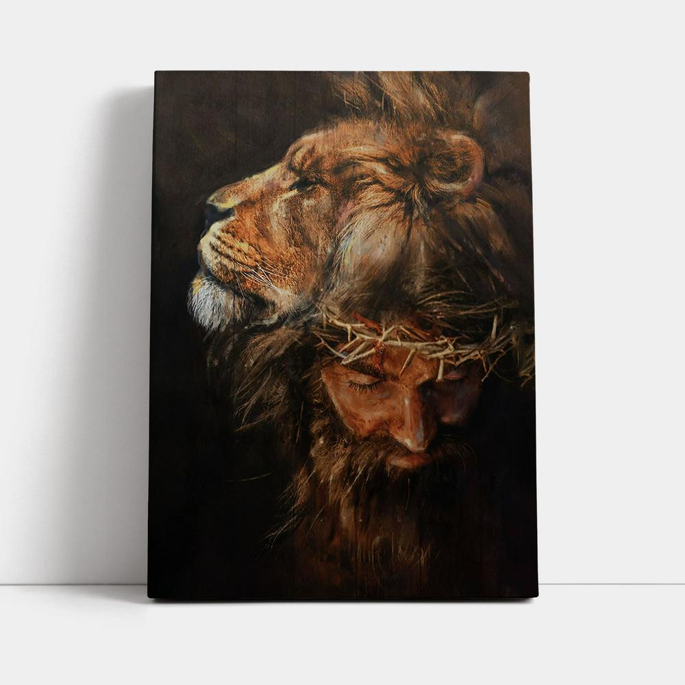 Jesus Lion Head Canvas Wall Art - Jesus Canvas Pictures - Christian Canvas Wall Art