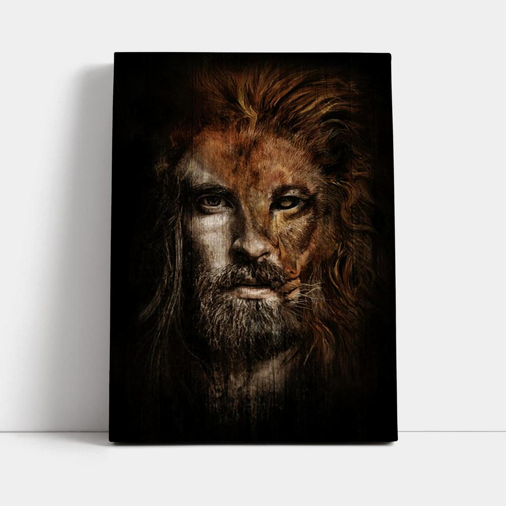 Jesus Lion Head Wall Art Canvas - Jesus Portrait Canvas Prints - Christian Wall Art