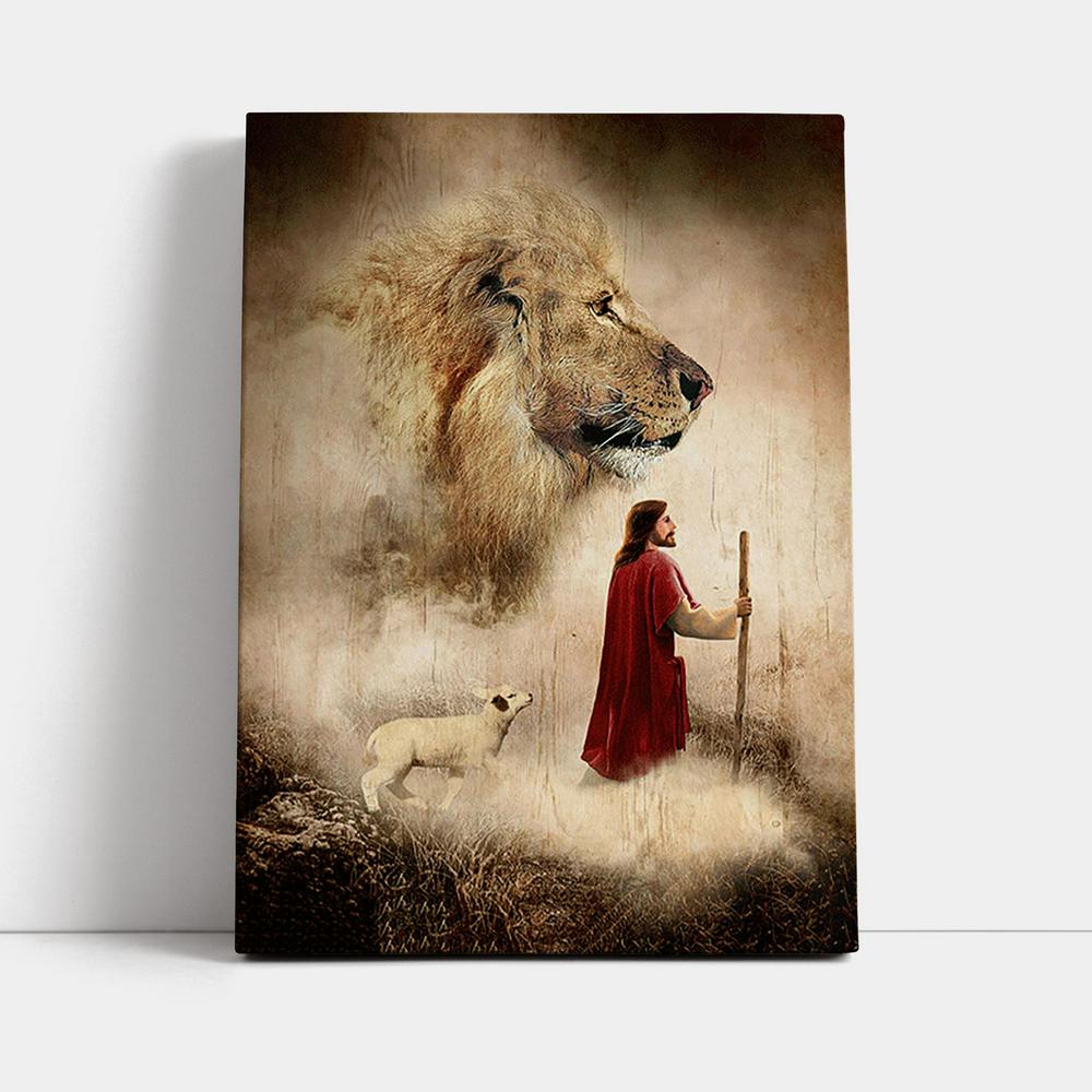 Jesus Lion King And Lamb Wall Art Canvas - Jesus Portrait Canvas Prints - Christian Wall Art